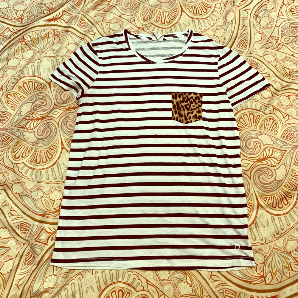 PINK black and white striped tshirt